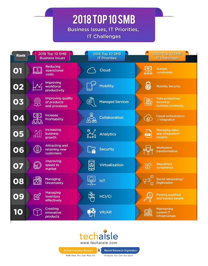 2018 top10 smb it priorities business issues techaisle infographics low res